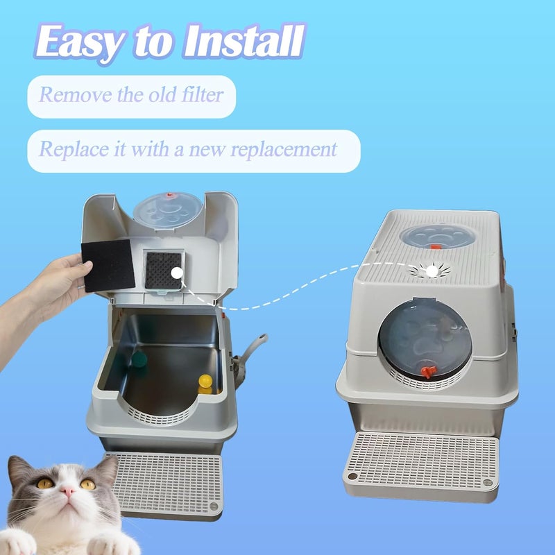 NEWKEY 6 Pack Activated Carbon Replacement Filters for HAPAW Stainless Steel Litter Box with Lid, Activated Charcoal Filters Compatible with SZEE XL Stainless Steel Litter Box - Image 5